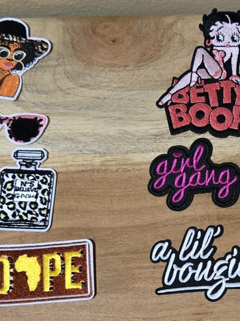 Vareity Set of Iron-on Patches - Betty Boop Pink "Girl Gang"